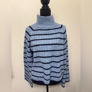 1.STATE Women’s Striped Blue and Black Turtleneck Sweater S